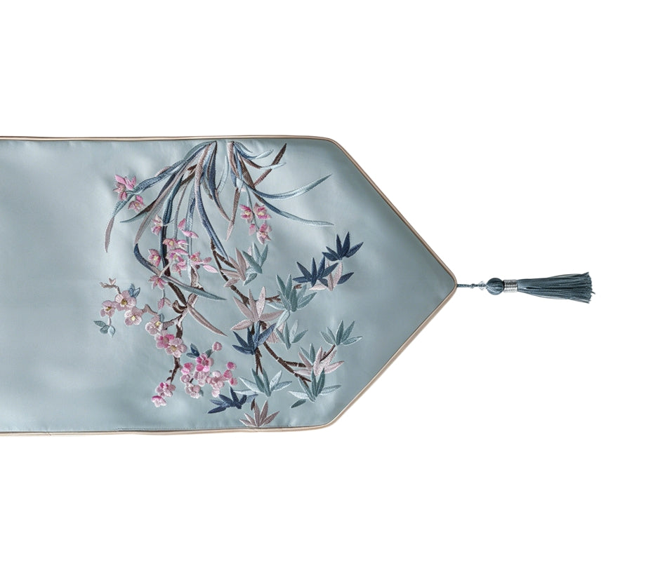CNY Regal Blossom Table Runner Lt Turquoise