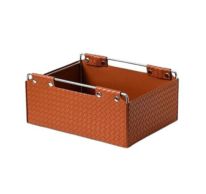 Kingsley Faux Leather Woven Basket