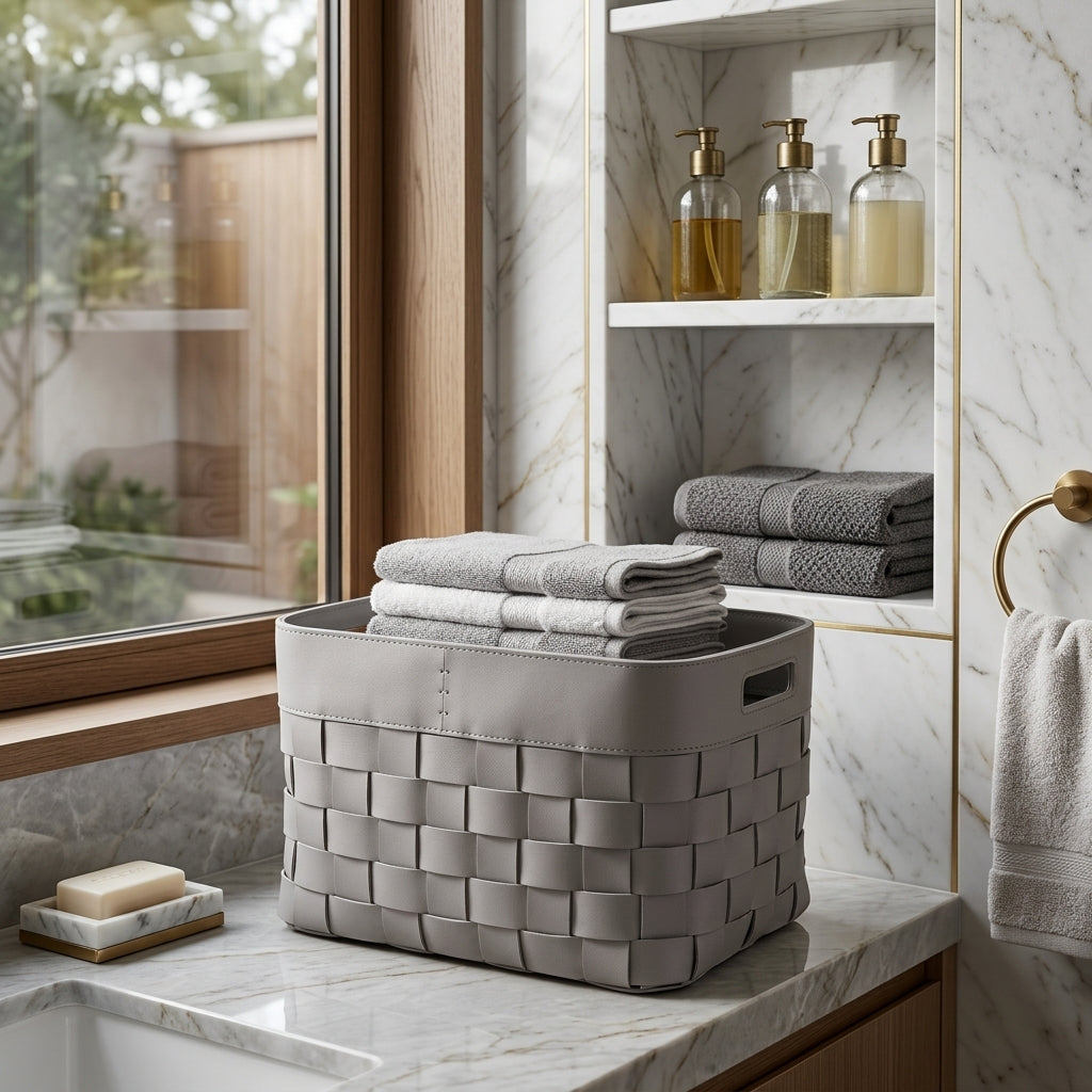 Madison Faux Leather Basket