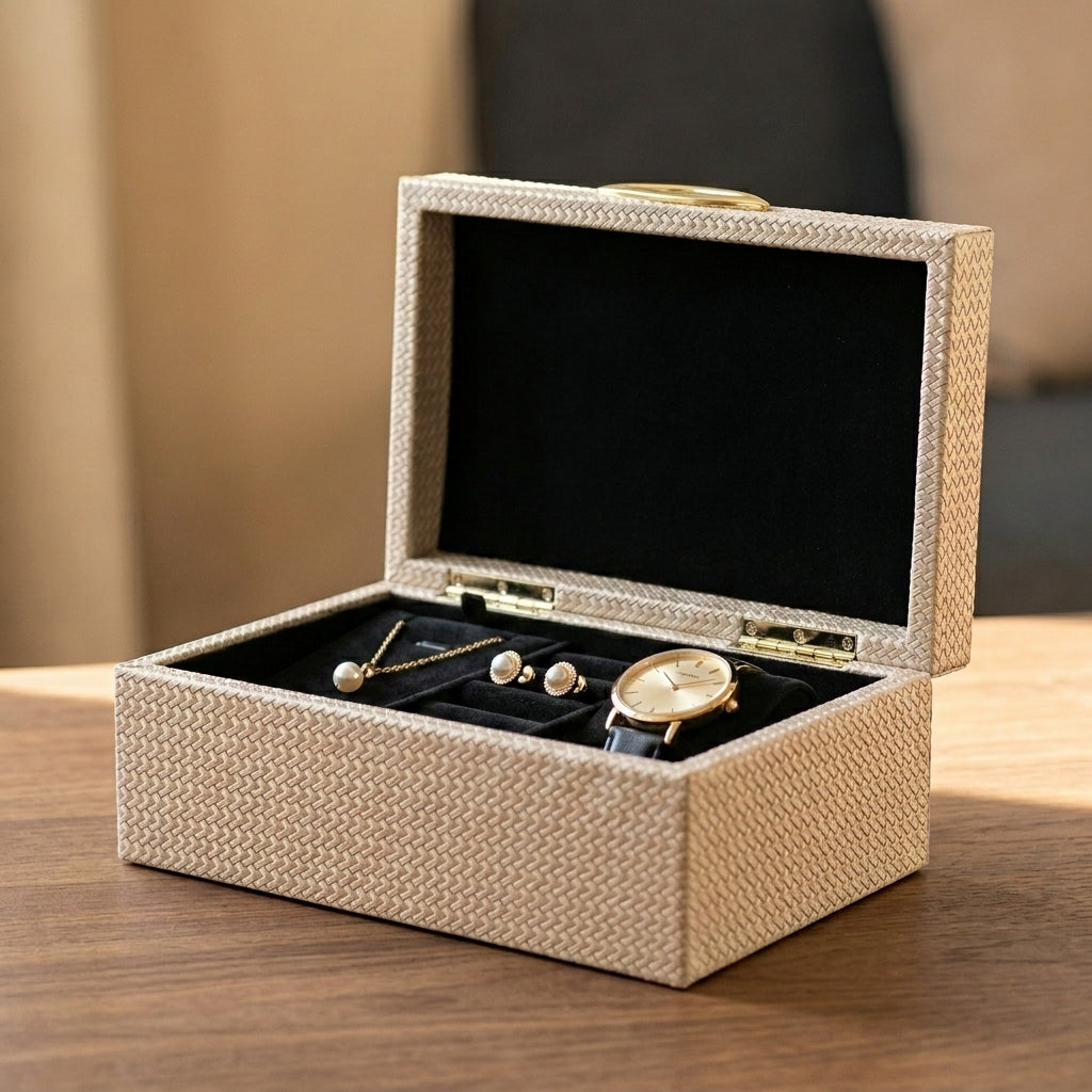Oberio Faux Leather Box