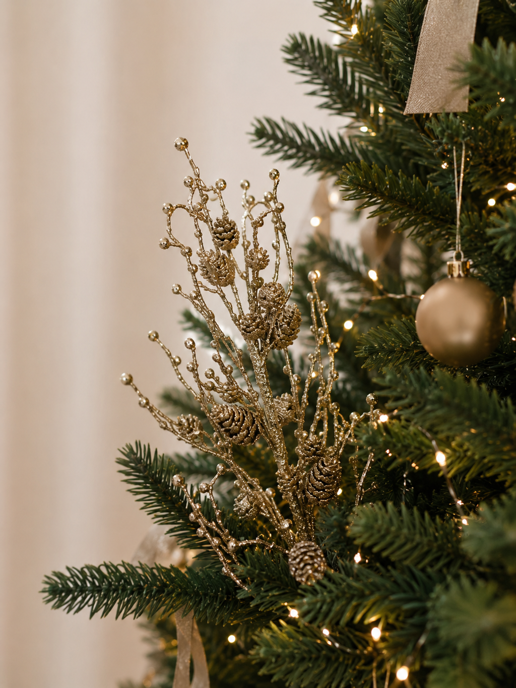 Xmas Glittered Pinecone Spray