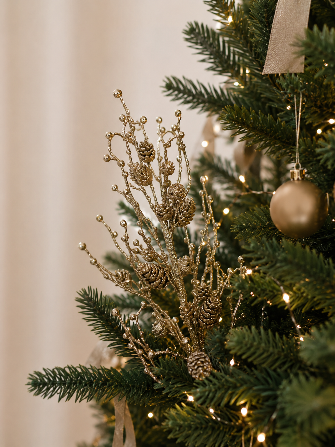 Xmas Glittered Pinecone Spray