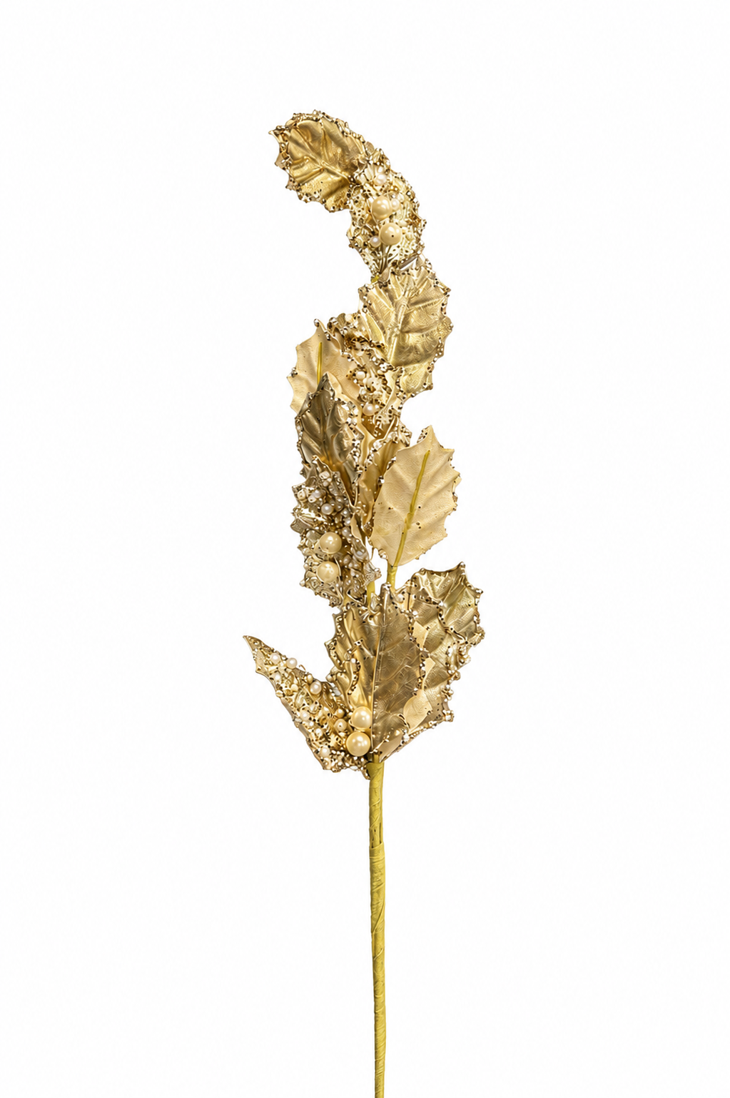 Xmas Metallic Holly Spray