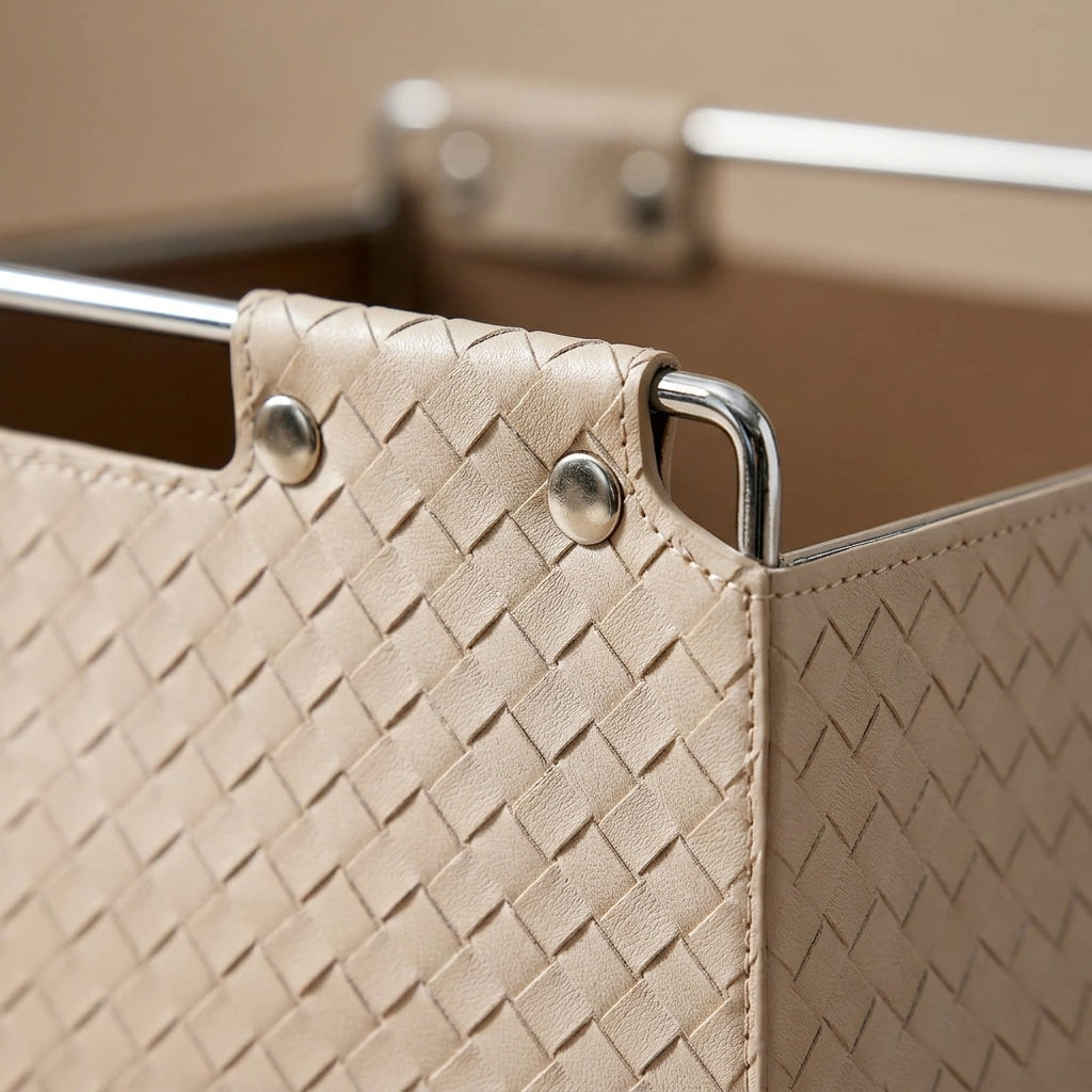 Kingsley Faux Leather Woven Basket