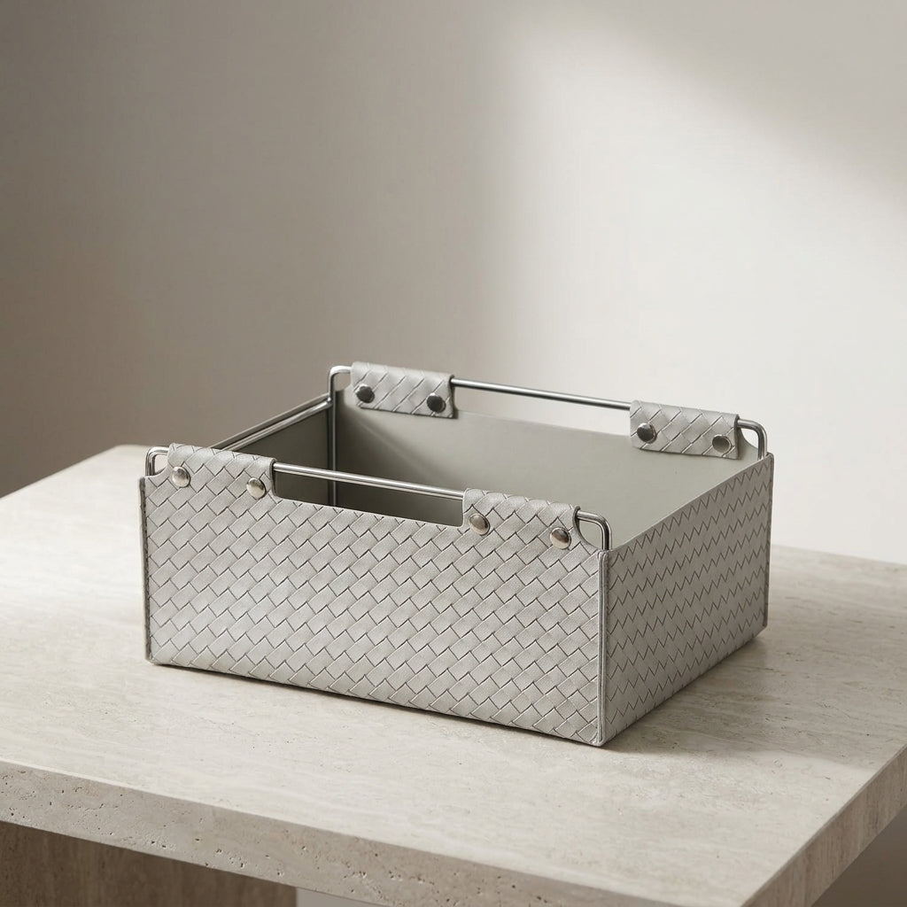 Kingsley Faux Leather Woven Basket