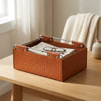 Kingsley Faux Leather Woven Basket