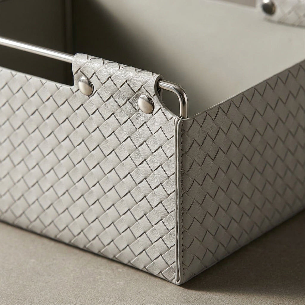 Kingsley Faux Leather Woven Basket