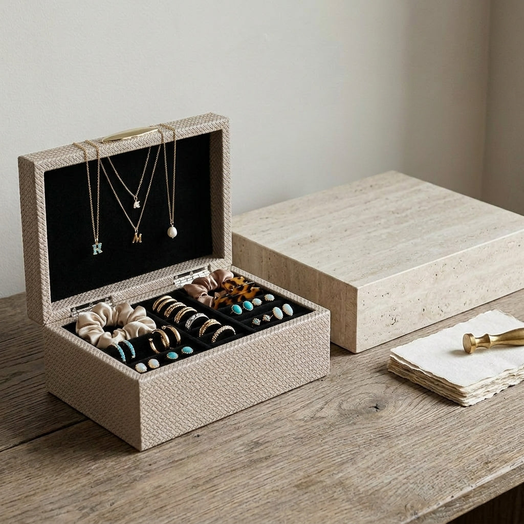 Oberio Faux Leather Box