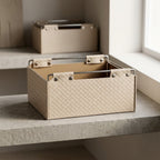 Kingsley Faux Leather Woven Basket