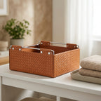Kingsley Faux Leather Woven Basket